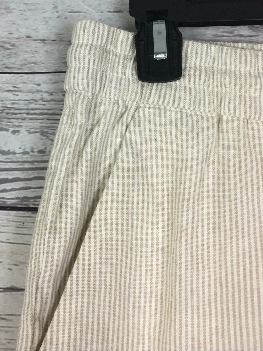 J.Crew Womens Tan White Pinstriped Cotton Linen Drawstring Cuffed Pants Size 10o